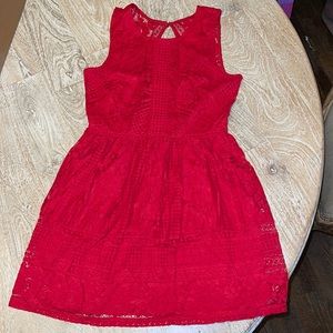 Altar’d State Red Lace Skater Dress Large Open Back